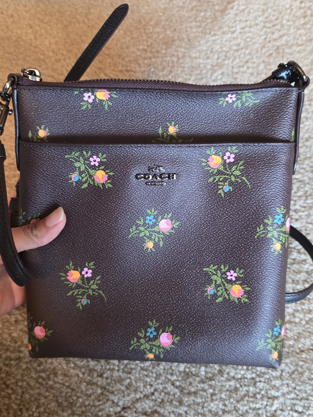 COACH Brown Floral Crossbody Bag